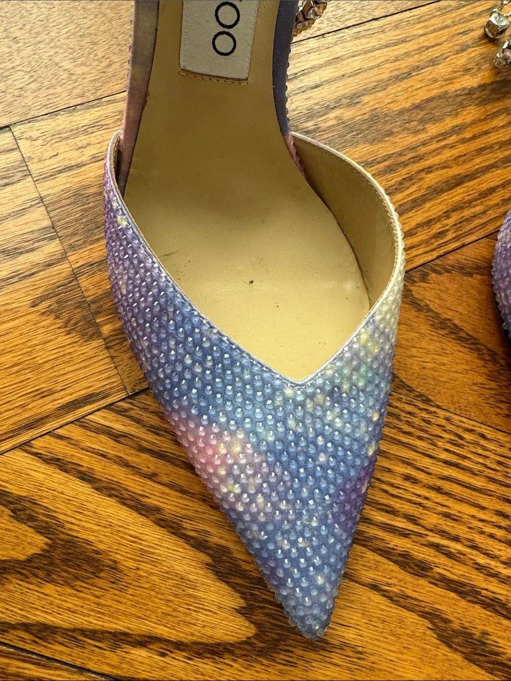 Jimmy Choo Iridescent Crystal-Ankle Pointed-Toe Pumps Purple, pink, white, Blue - Picture 6 of 12